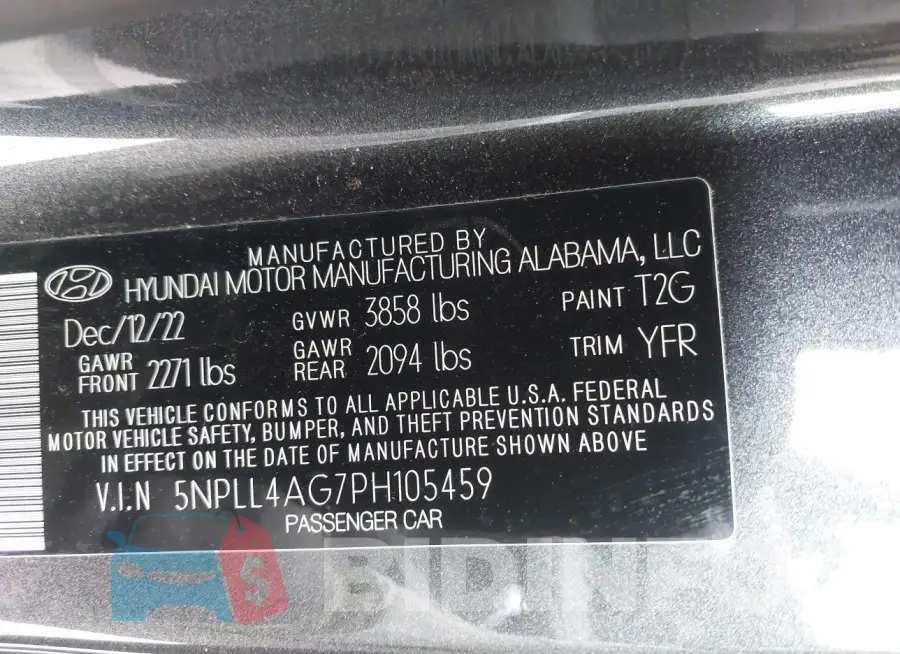 5NPLL4AG7PH105459 Photo# 9