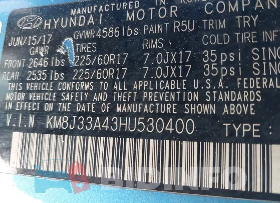 KM8J33A43HU530400 Photo# 9