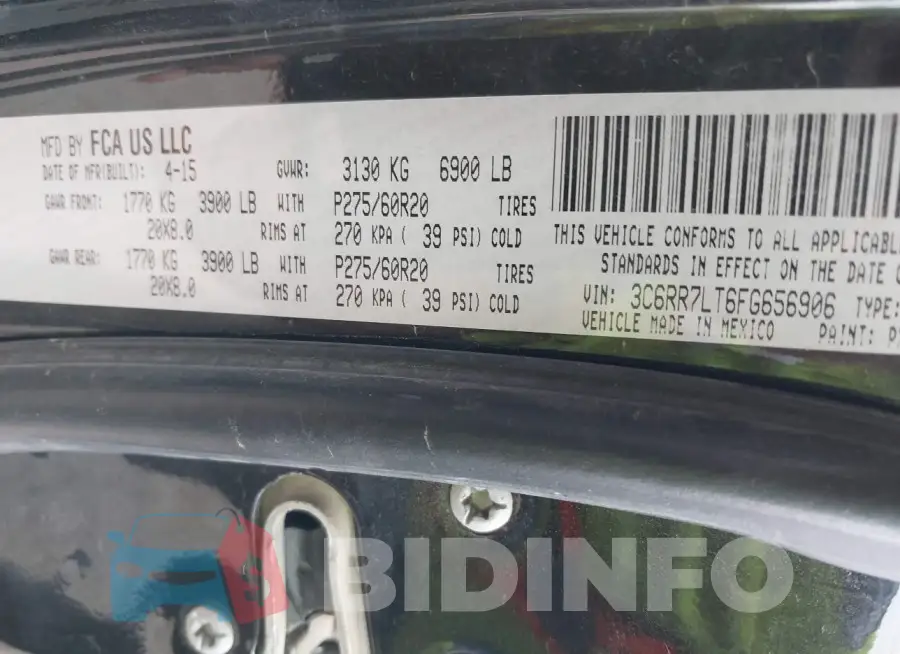 3C6RR7LT6FG656906 Photo# 9