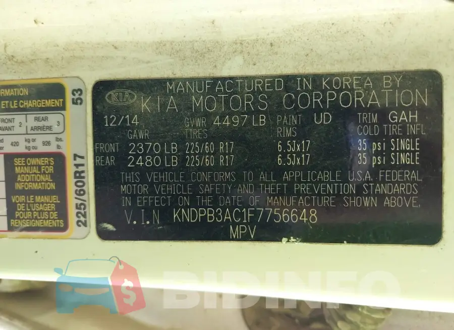 KNDPB3AC1F7756648 Photo# 9