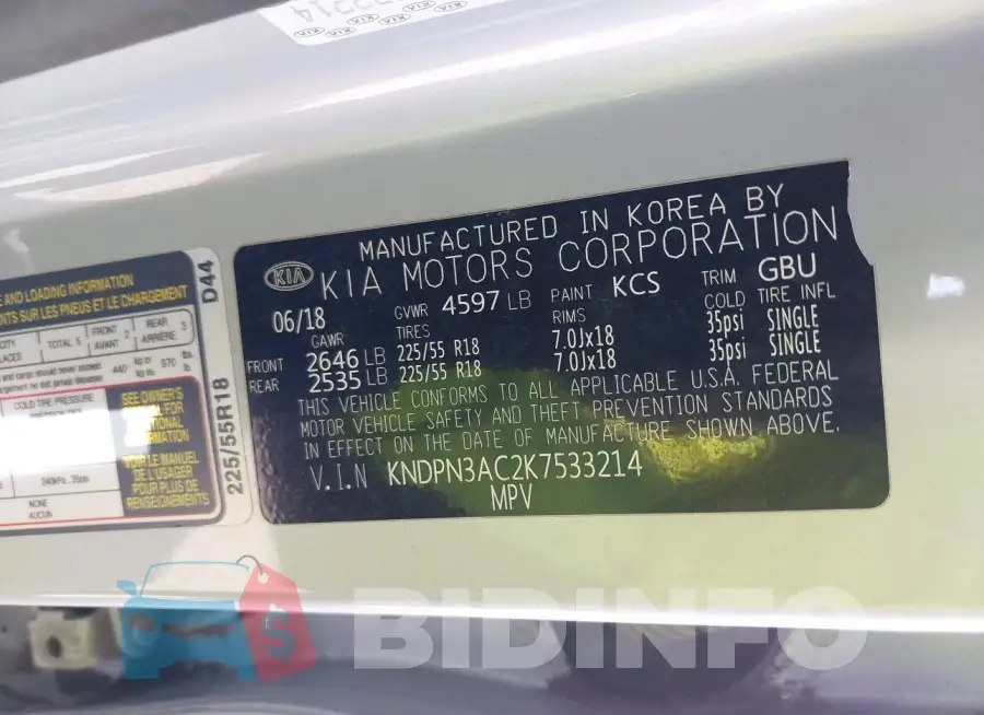 KNDPN3AC2K7533214 Photo# 9
