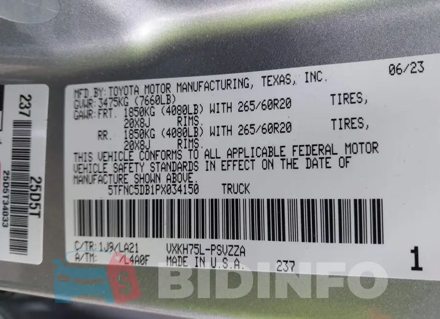 5TFNC5DB1PX034150 Photo# 9