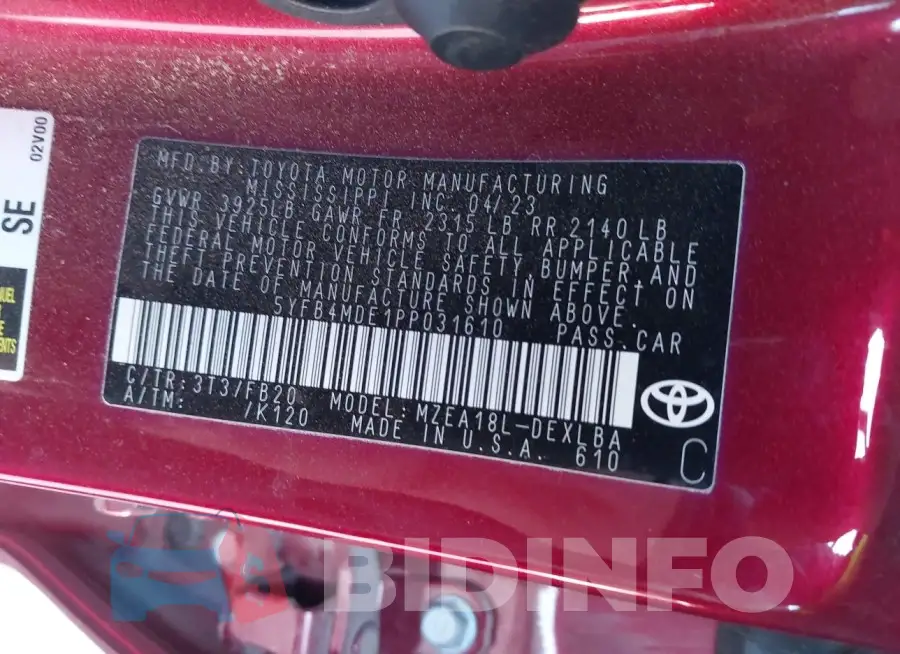 5YFB4MDE1PP031610 Photo# 9