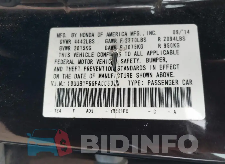 19UUB1F55FA005025 Photo# 9