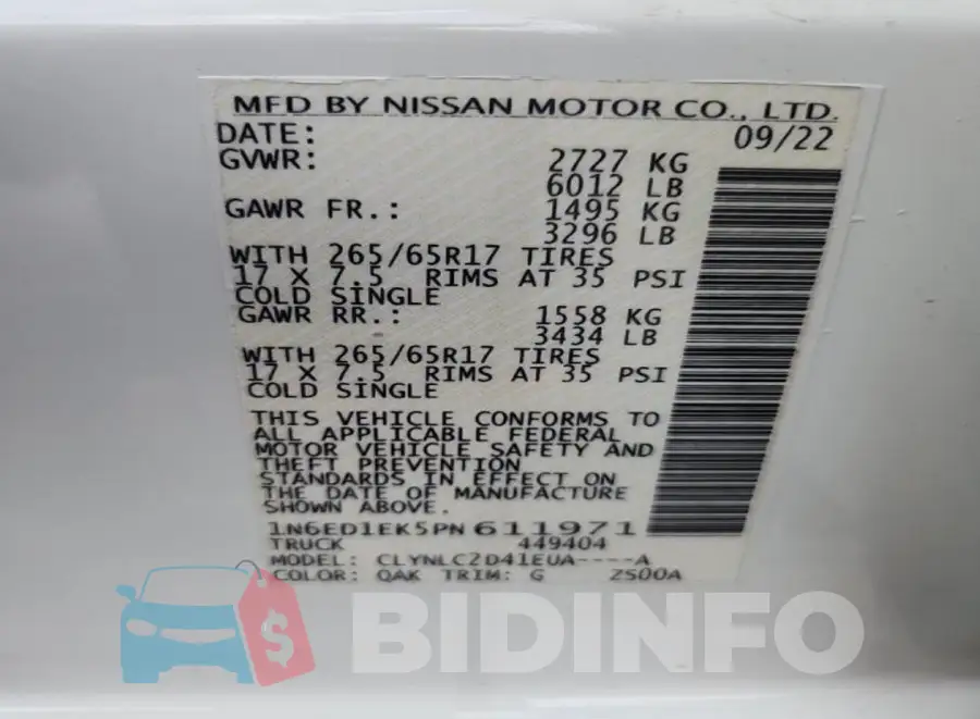 1N6ED1EK5PN611971 Photo# 8