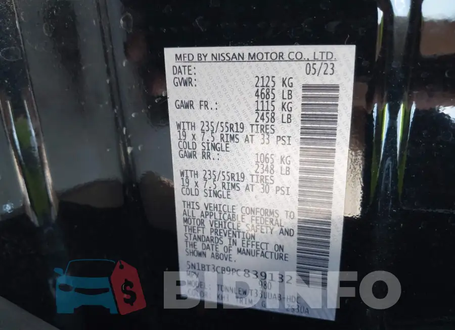 5N1BT3CB9PC839132 Photo# 9