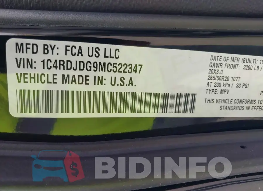 1C4RDJDG9MC522347 Photo# 9