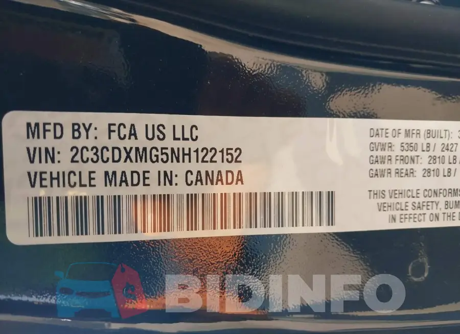 2C3CDXMG5NH122152 Photo# 9
