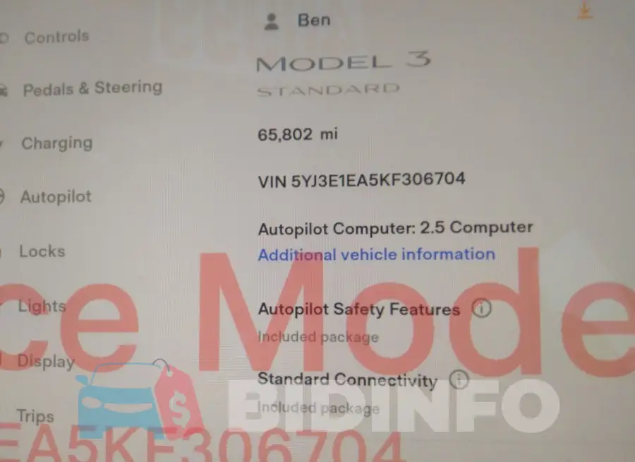 5YJ3E1EA5KF306704 Photo# 7