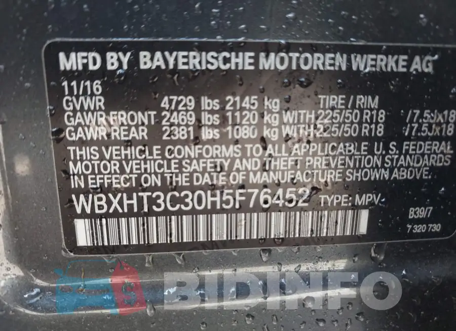 WBXHT3C30H5F76452 Photo# 9