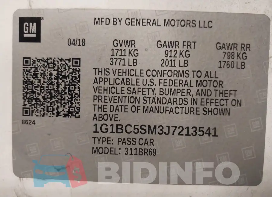1G1BC5SM3J7213541 Photo# 9
