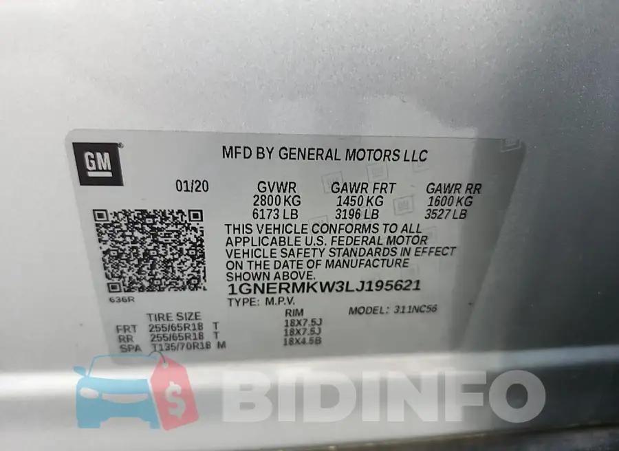 1GNERMKW3LJ195621 Photo# 3