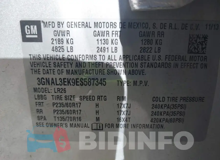3GNAL3EK9ES587345 Photo# 9