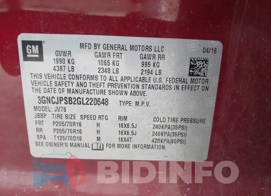 3GNCJPSB2GL220648 Photo# 9