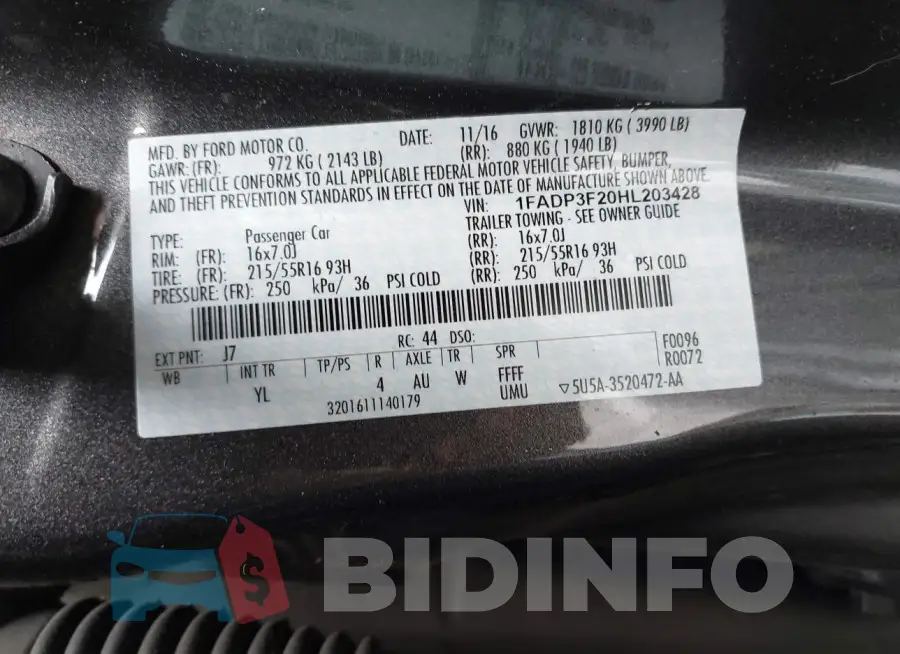 1FADP3F20HL203428 Photo# 9