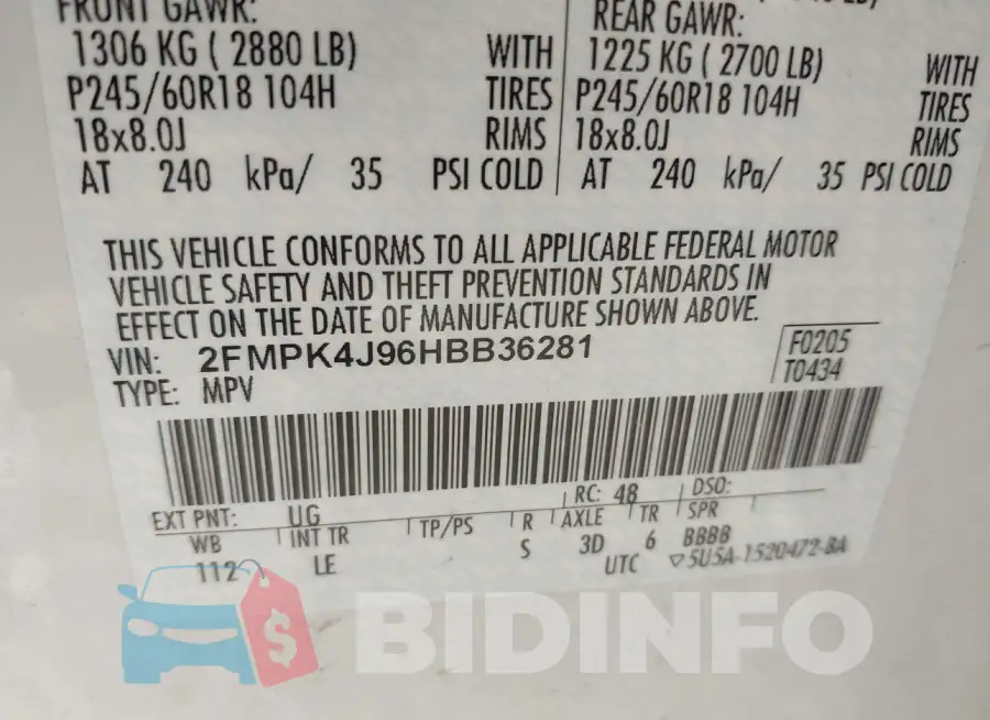 2FMPK4J96HBB36281 Photo# 9