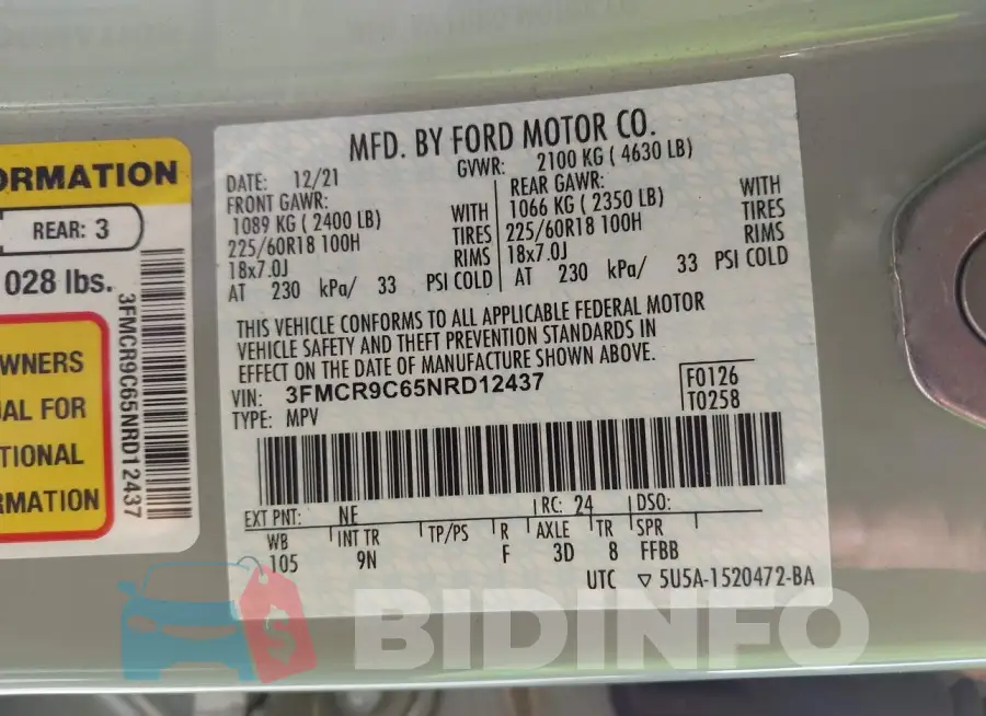 3FMCR9C65NRD12437 Photo# 9