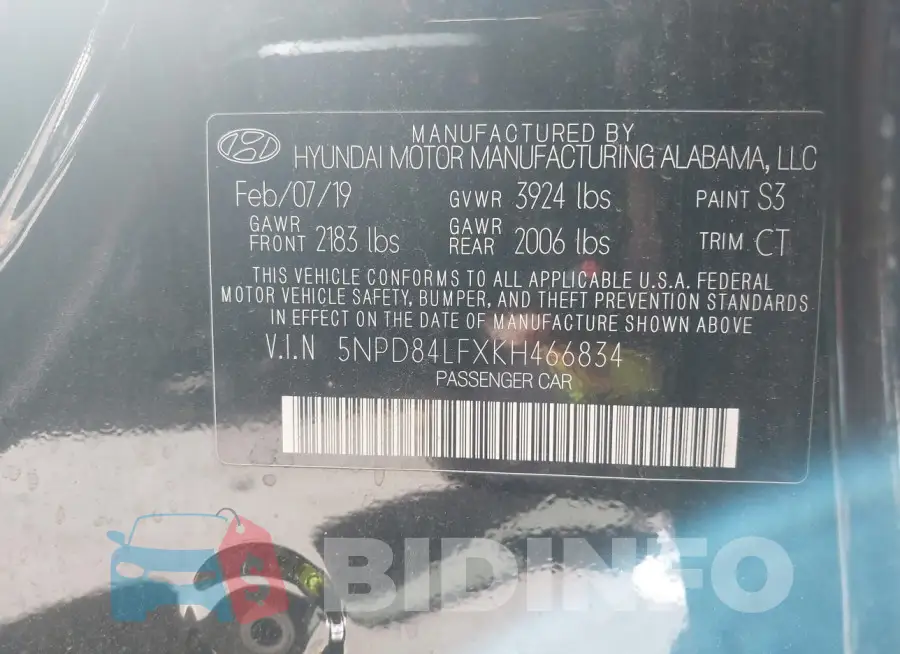 5NPD84LFXKH466834 Photo# 9