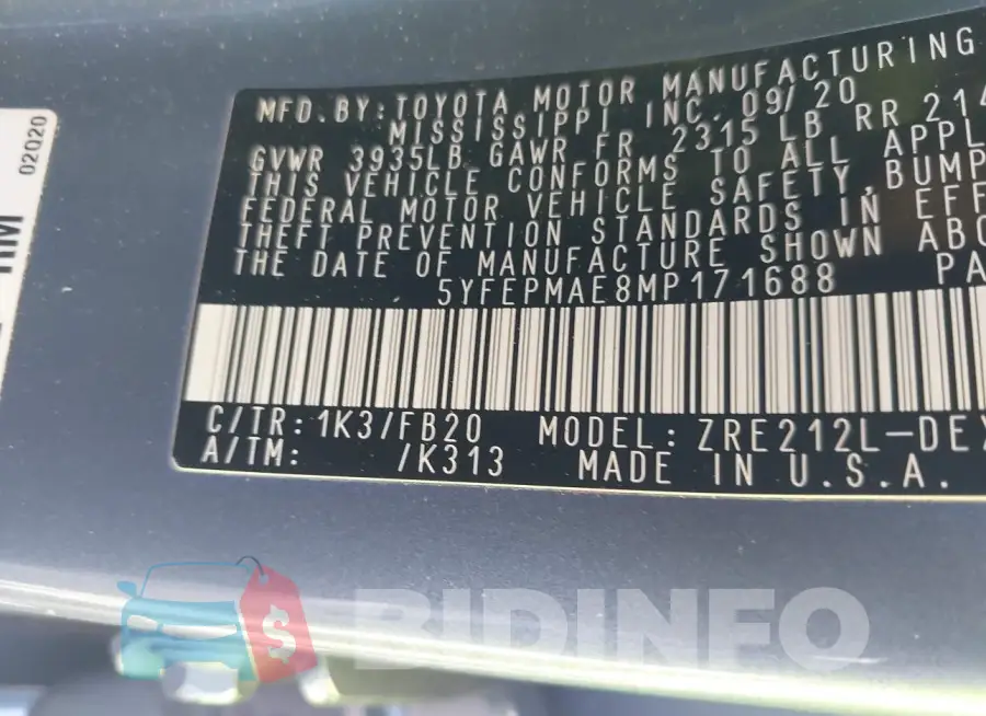 5YFEPMAE8MP171688 Photo# 9