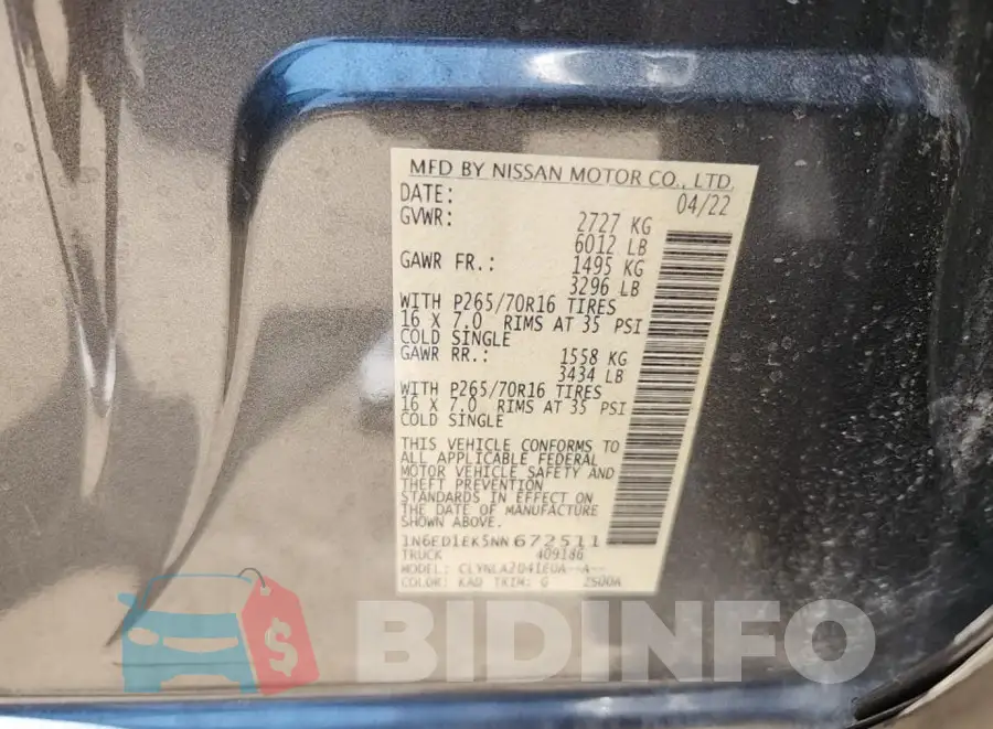 1N6ED1EK5NN672511 Photo# 8