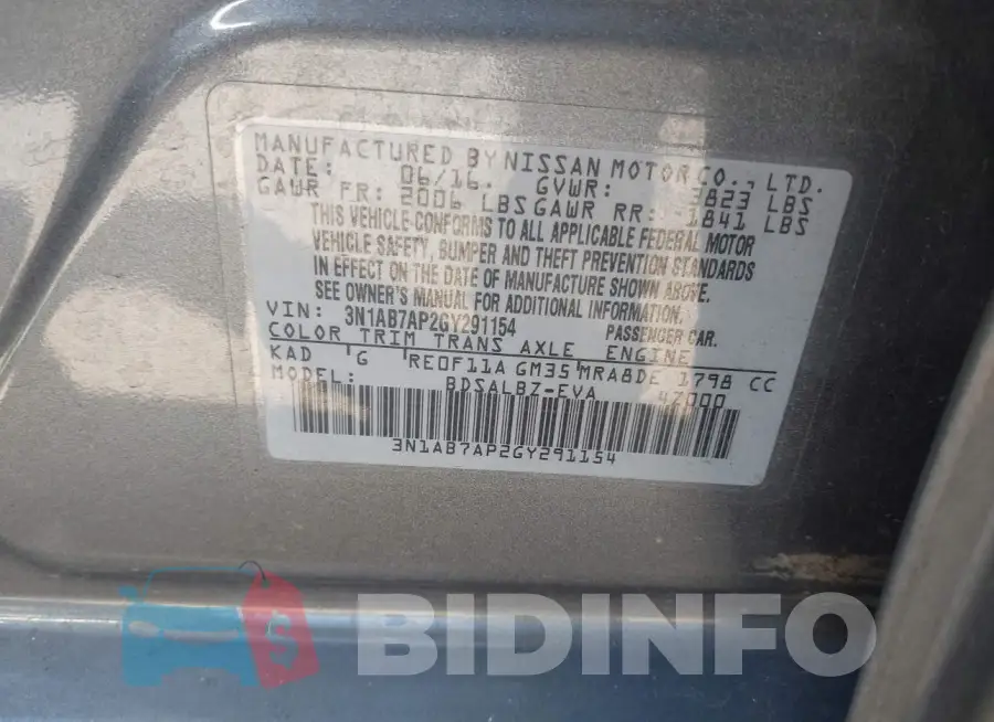 3N1AB7AP2GY291154 Photo# 9
