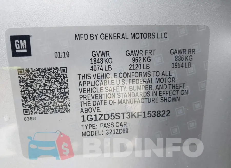 1G1ZD5ST3KF153822 Photo# 9
