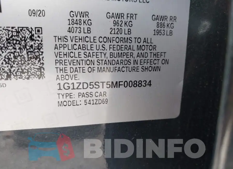 1G1ZD5ST5MF008834 Photo# 9