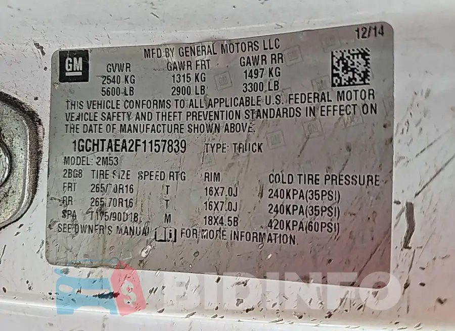 1GCHTAEA2F1157839 Photo# 8
