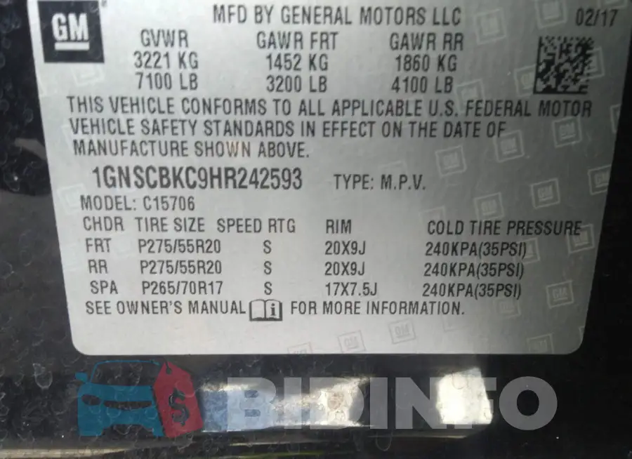 1GNSCBKC9HR242593 Photo# 9