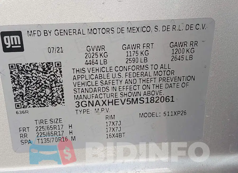 3GNAXHEV5MS182061 Photo# 9