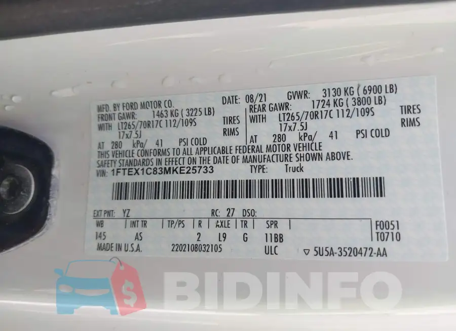 1FTEX1C83MKE25733 Photo# 9