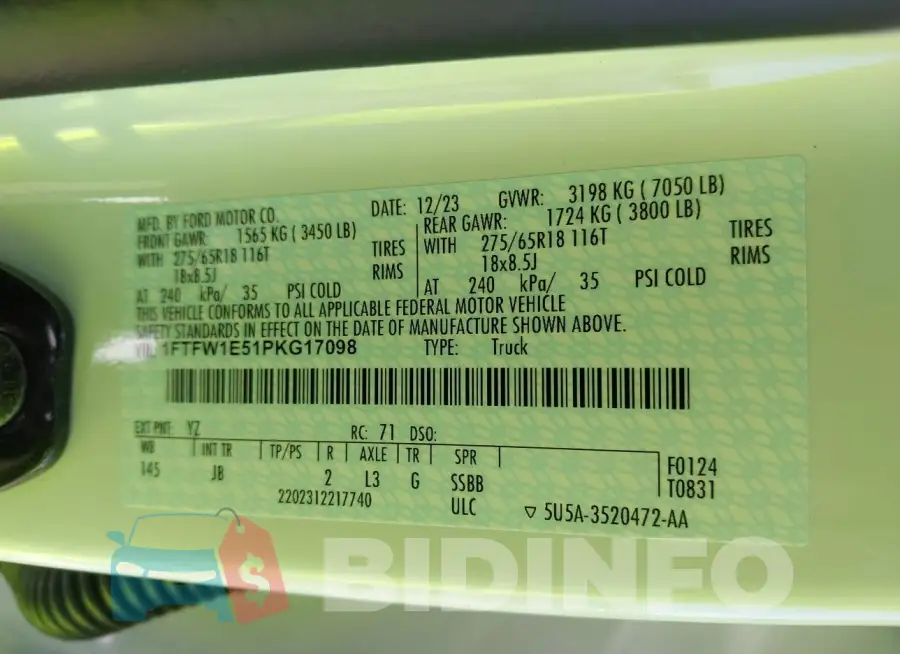 1FTFW1E51PKG17098 Photo# 9