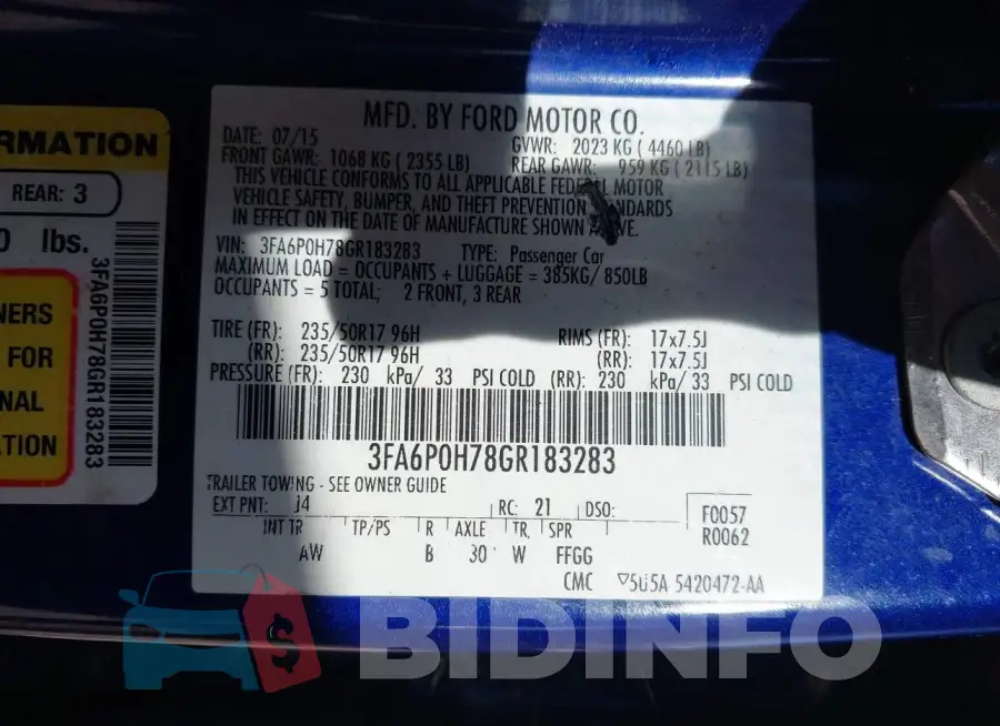 3FA6P0H78GR183283 Photo# 9