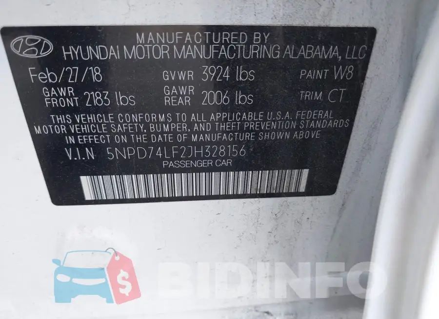 5NPD74LF2JH328156 Photo# 9