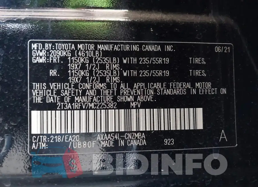 2T3A1RFV7MC225382 Photo# 9