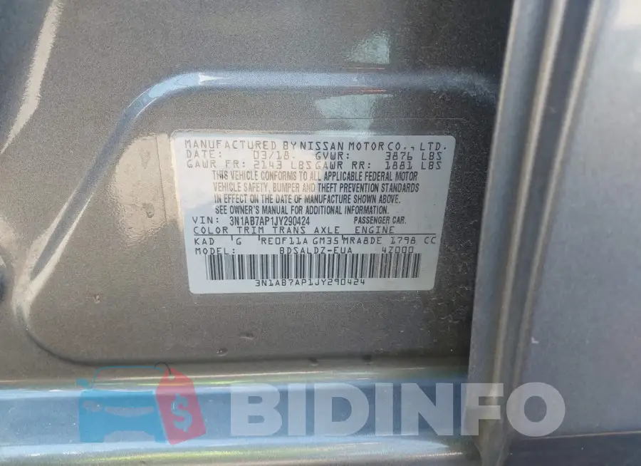 3N1AB7AP1JY290424 Photo# 9