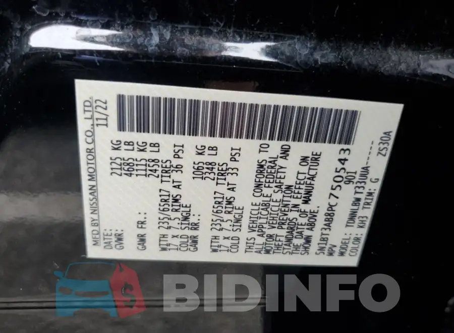5N1BT3AB8PC750543 Photo# 8