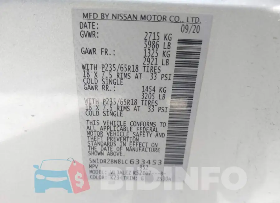 5N1DR2BN8LC633453 Photo# 9