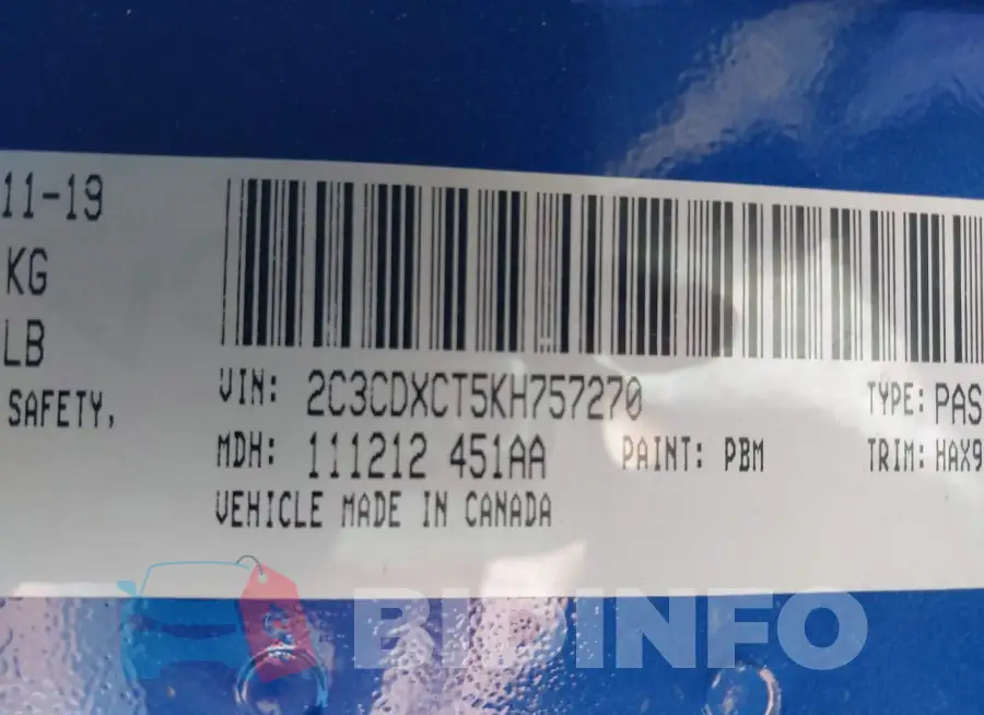 2C3CDXCT5KH757270 Photo# 9
