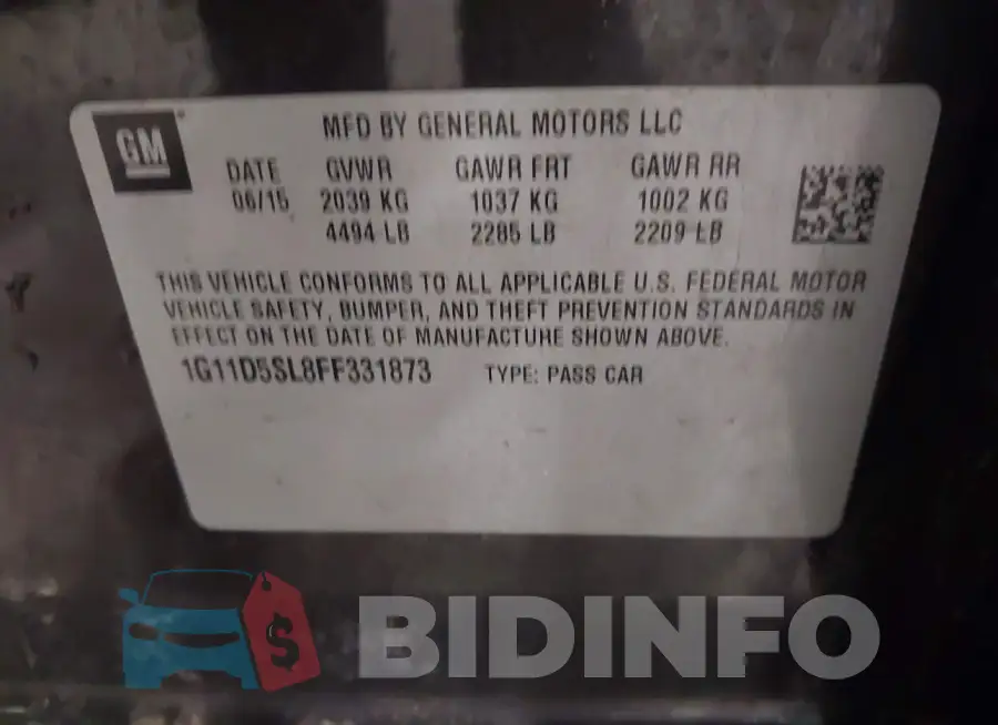 1G11D5SL8FF331873 Photo# 9