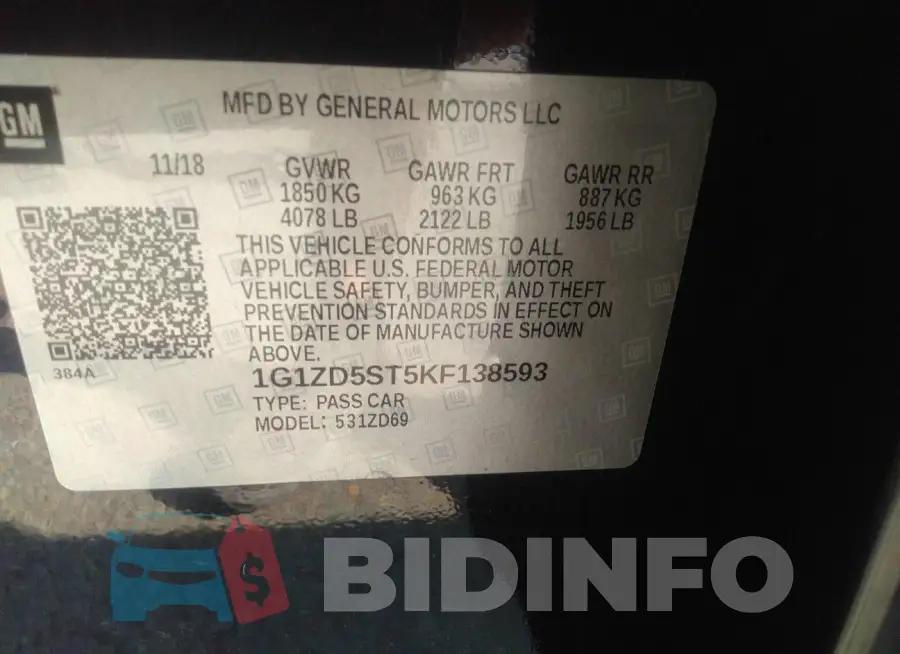 1G1ZD5ST5KF138593 Photo# 9