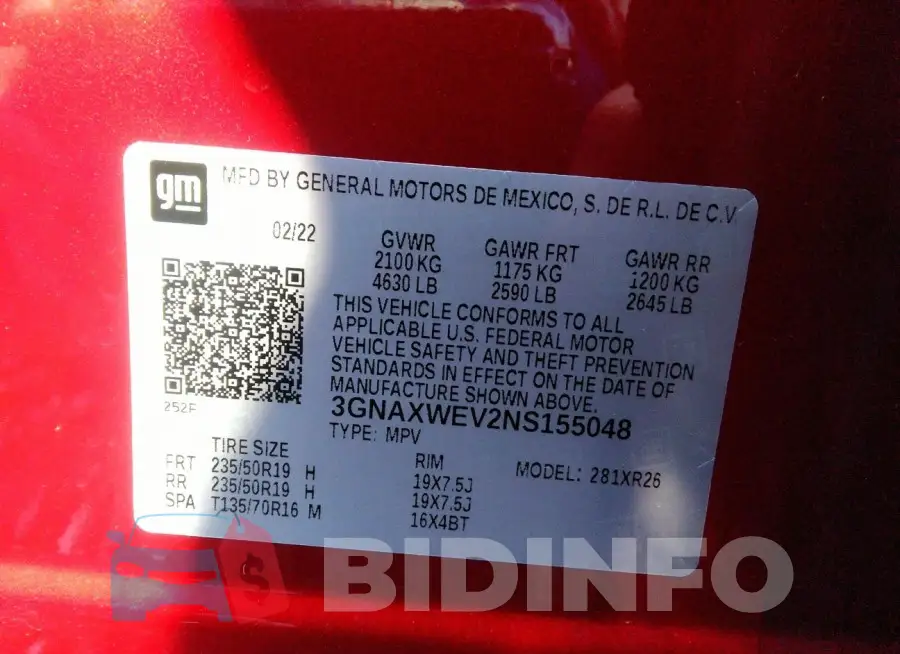 3GNAXWEV2NS155048 Photo# 9