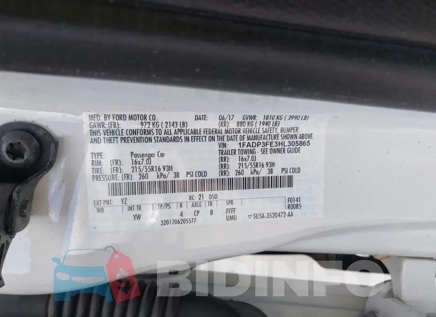 1FADP3FE3HL305865 Photo# 9