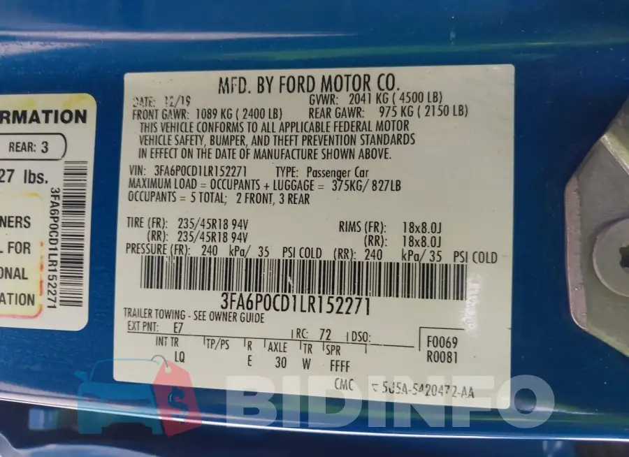 3FA6P0CD1LR152271 Photo# 9