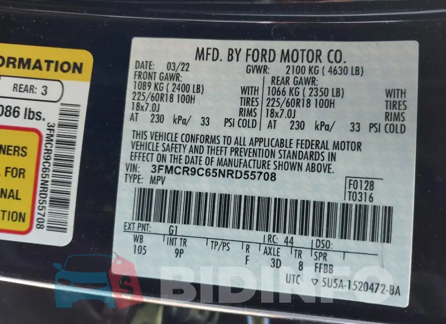 3FMCR9C65NRD55708 Photo# 9