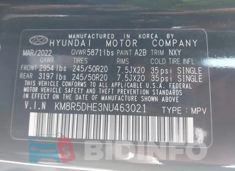 KM8R5DHE3NU463021 Photo# 9