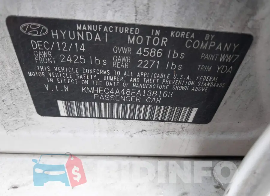 KMHEC4A48FA138163 Photo# 9