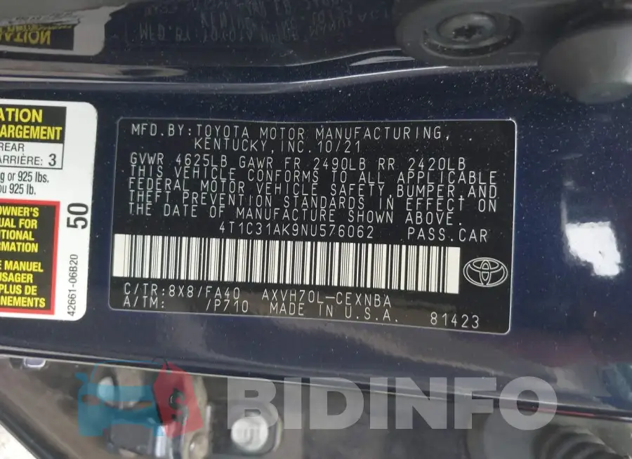 4T1C31AK9NU576062 Photo# 9