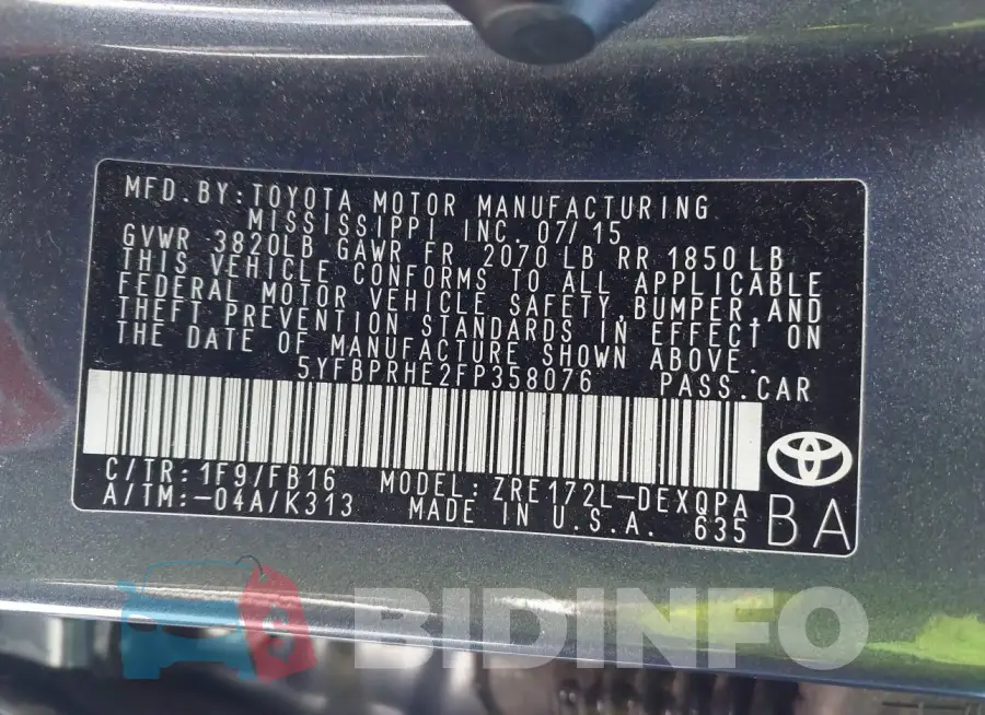 5YFBPRHE2FP358076 Photo# 9