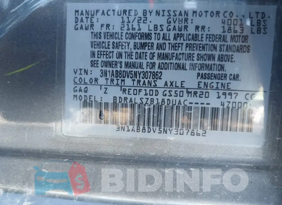 3N1AB8DV5NY307862 Photo# 9